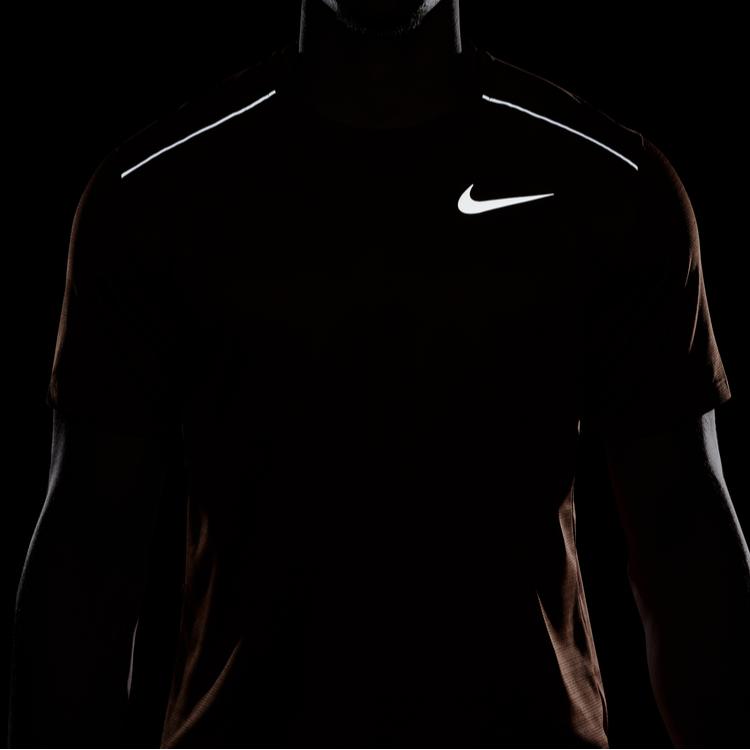 Nike Miler Logo Print Pullover Quick-Dry Breathable Round Neck Short Sleeve T-Shirt Men Tops Dark-Red-Brown AJ7566-246