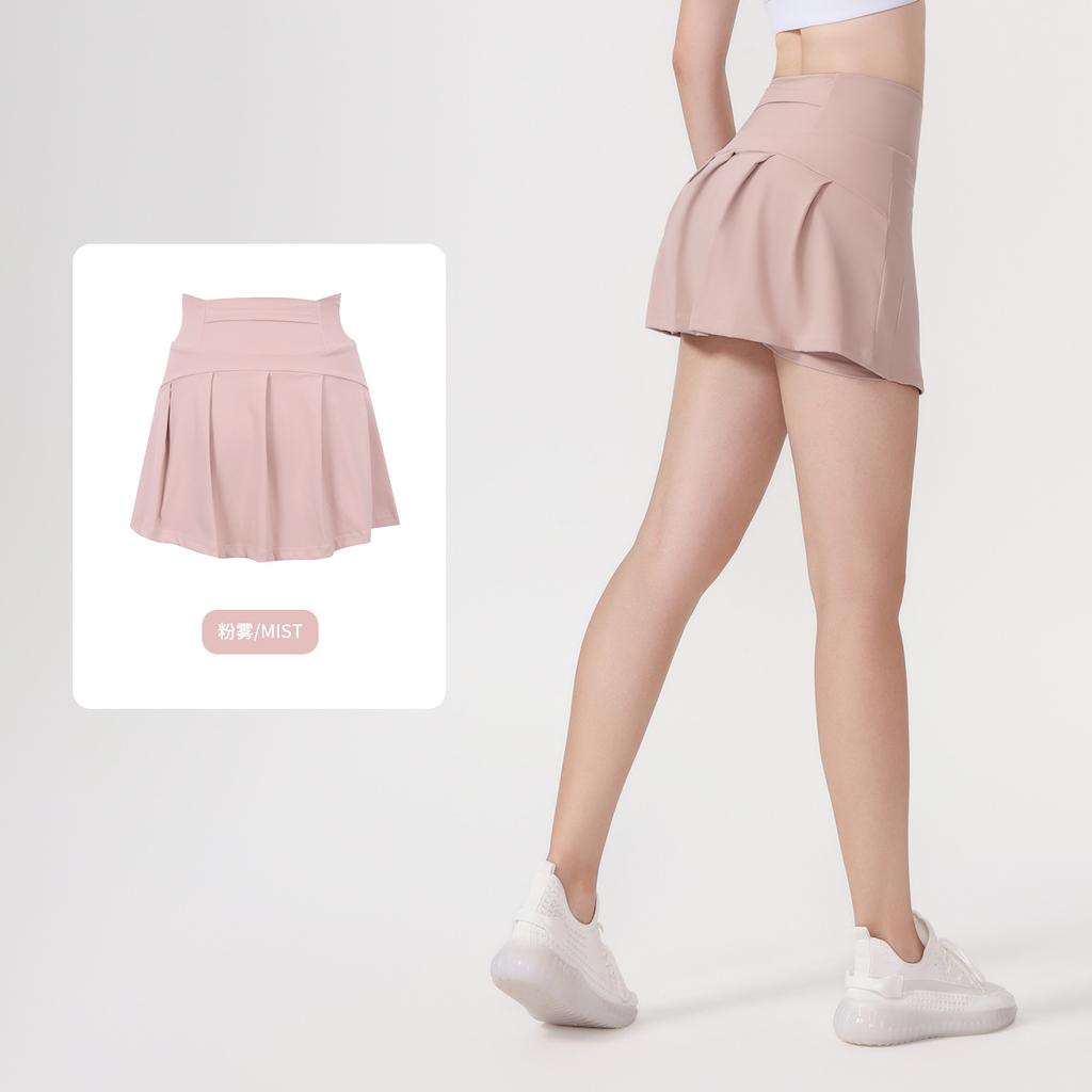 () Sports Tennis Skirt Women'S Anti-Light Fitness Skirt Fake Two-Piece Yoga Quick-Drying Pleated Skirt Shorts