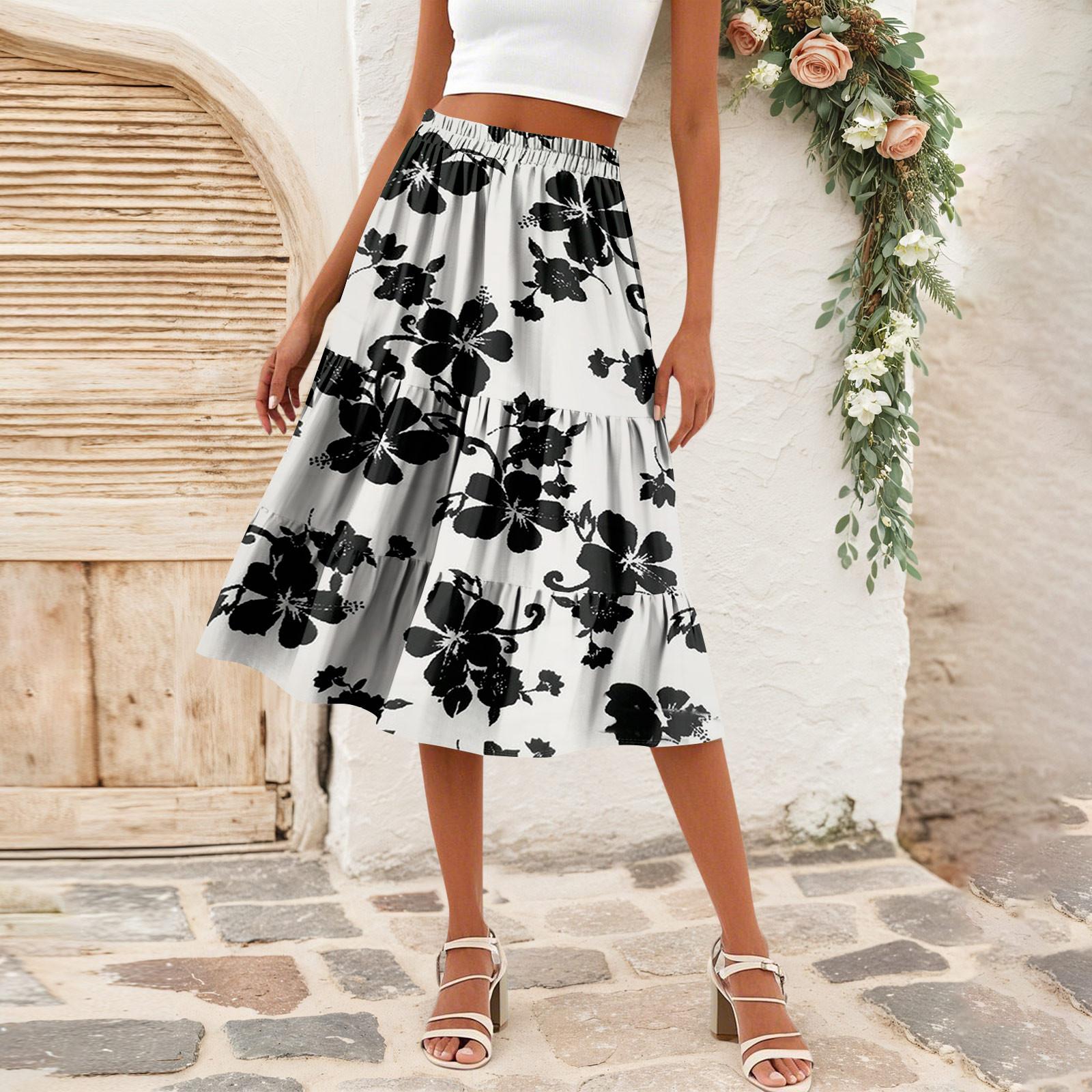 

Женская повседневная юбка А-силуэта с высокой талией, юбка в полоску с принтом в горошек и карманами XXL