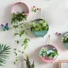 1pc-Wall Hanging Planter Oblate Flower Vase for Hydroponics Plants Home Office Living Room Decor