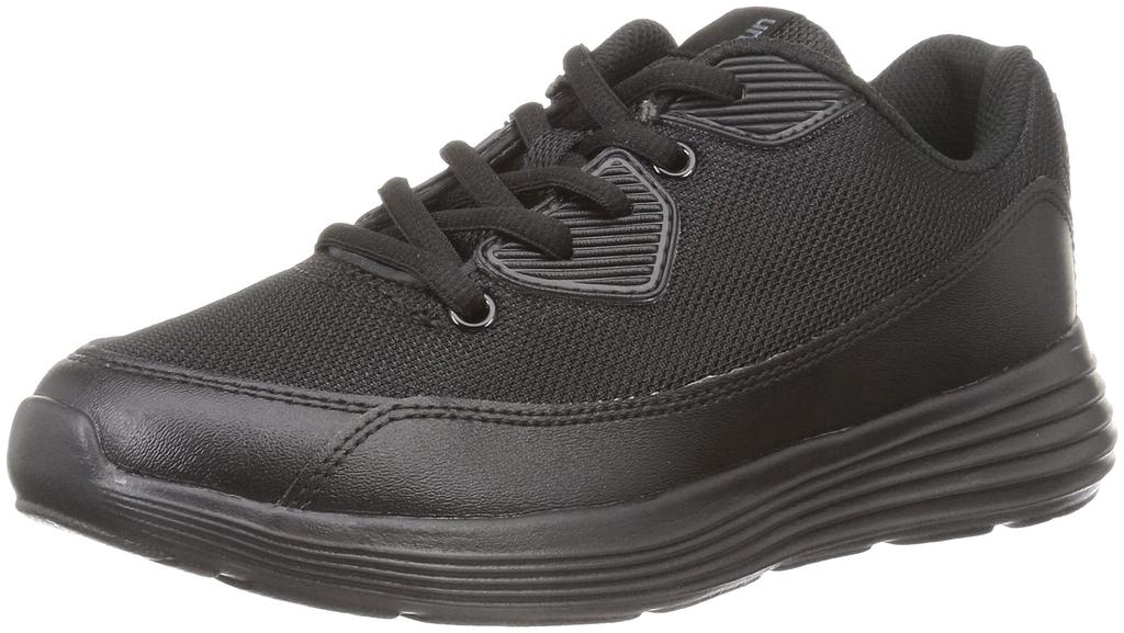Sun Asahi Shoes 501 Simple Jogging Sneakers, Black, Size 22.0 Cm, 3E, KF72352
