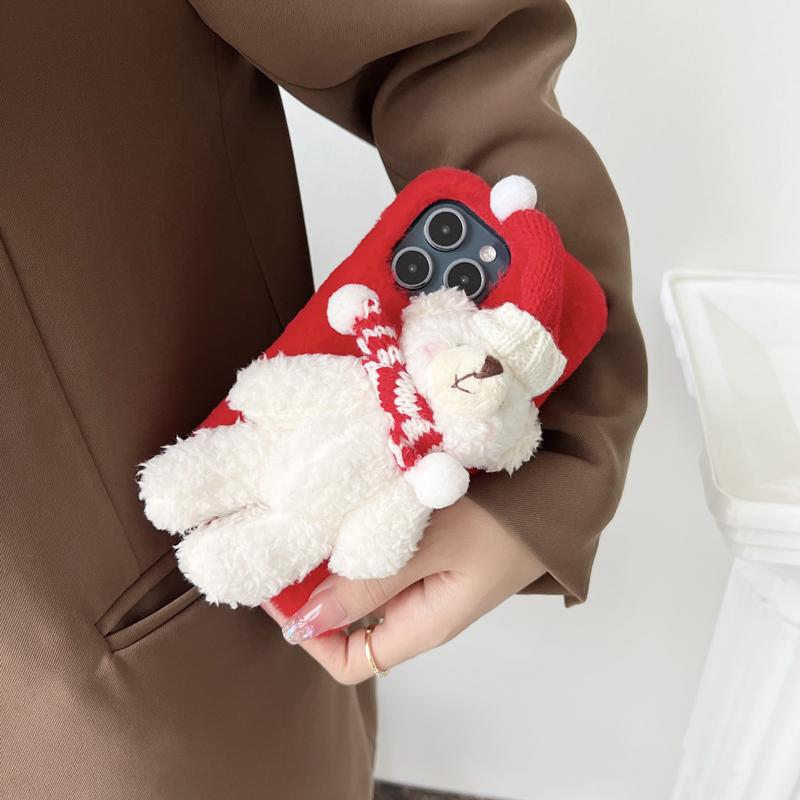 Simpatica Custodia Peluche Calze Albero di Natale per iphone 15 14 13 Pro Max 12 11 X XS XR /Samsung S23 S22 Ultra A13 A23 A33 A53 A12 A32 A52 A14/Redmi Note11 11S