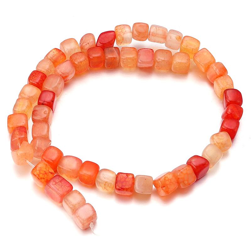 Natural Stone Square Beads 8mm Striped Agate Tube Stone Loose Spacer Beads For Jewelry Making Accessories DIY Bracelet Keychain