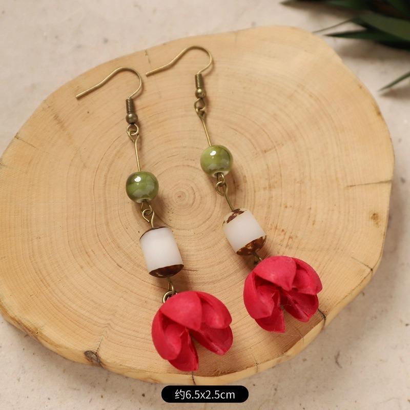 Original Design Traditional Chinese Medicine Plant Earrings Retro Literature Natural Fruit Handmade Long Earrings Women