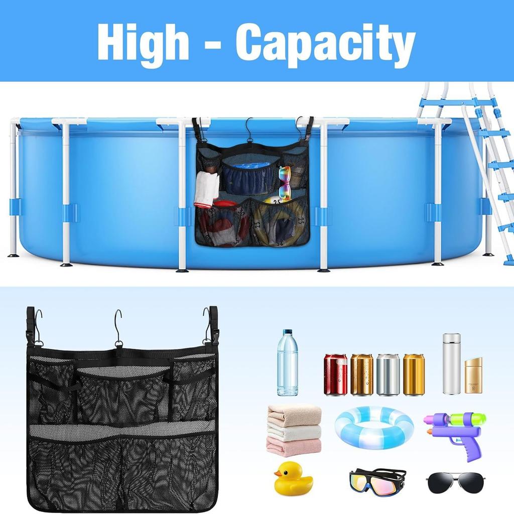 Summer Hot Selling Multifunctional Outdoor Swimming Pool Hook Storage Bag Toy Storage Bag Extra Large Bath Hanging Mesh Bag