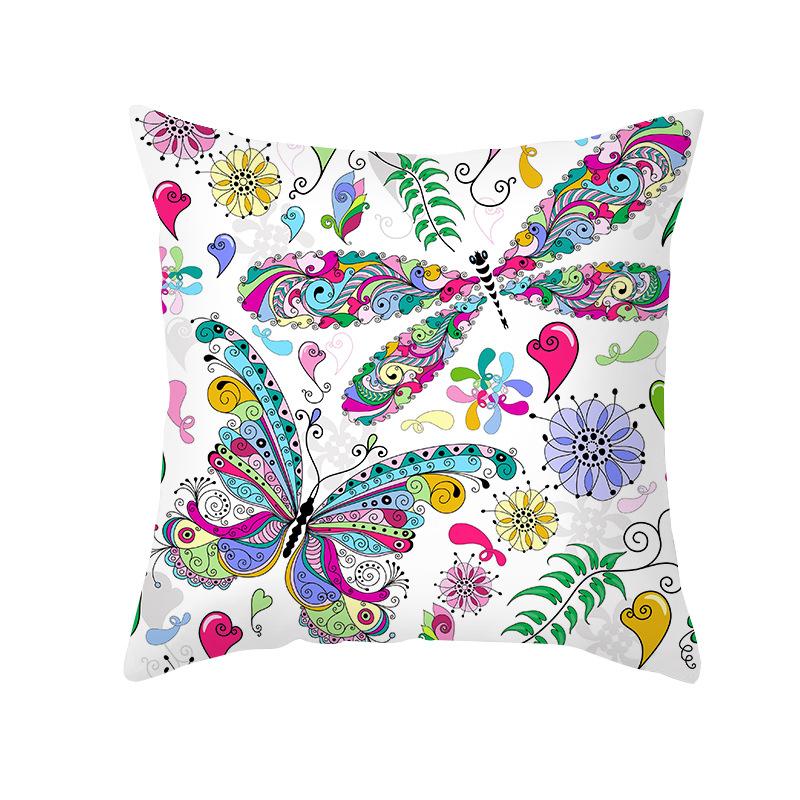 Colorful Butterfly Series Sofa Pillow Cover Nordic Peach Skin Print Office Cushion Pillow Cover Home