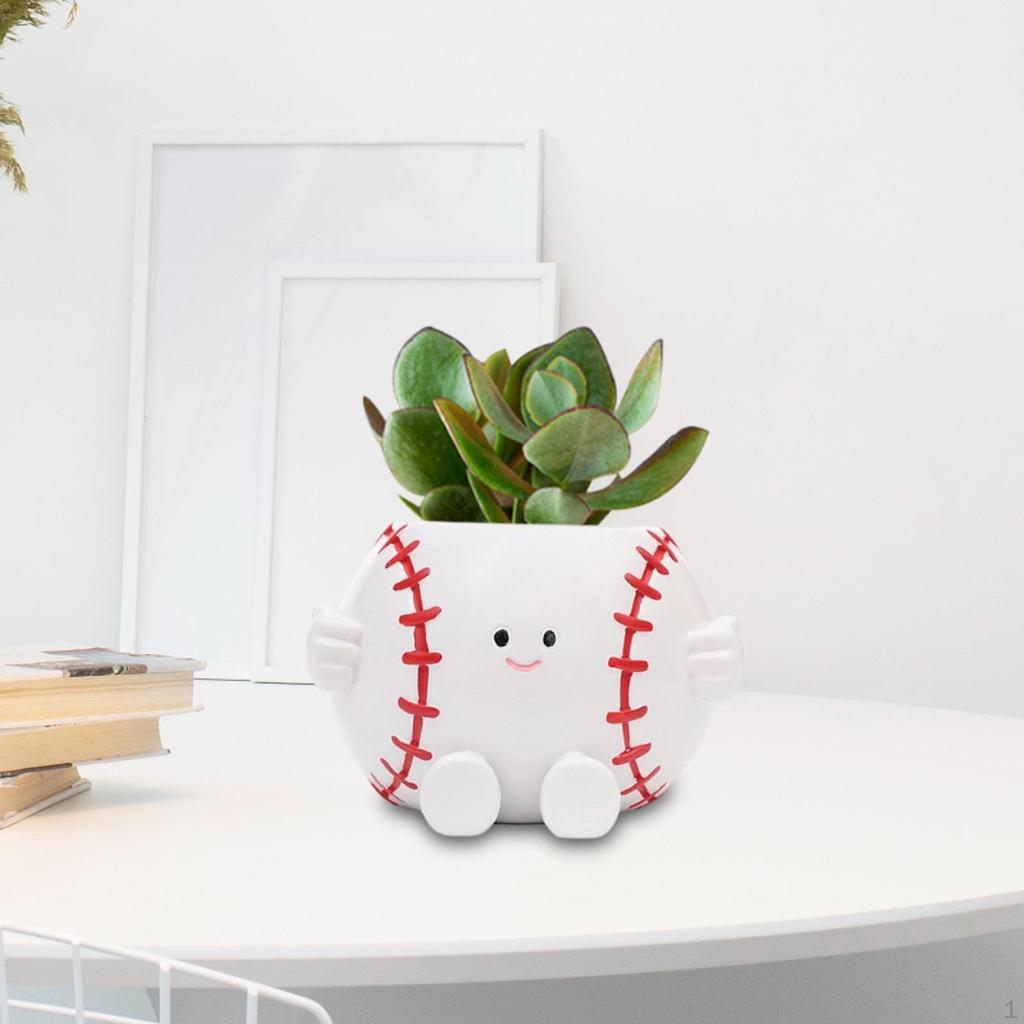 Small Face Planter Flower Pot Home Decor Sports Themed Creative Resin Plant with Drainage for