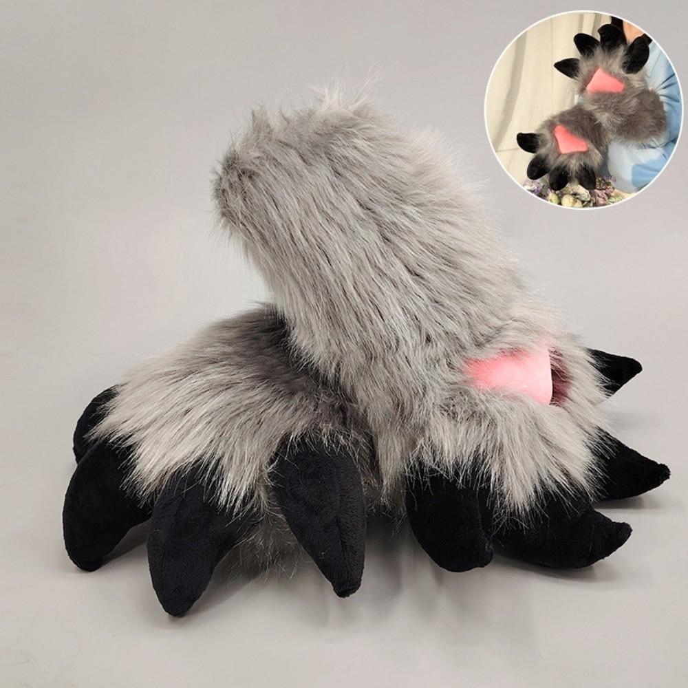Faux Fur Animal Fursuit Paw Gloves Cartoon Anime Claw Mittens New Furry Gloves  Props