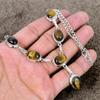 Tiger Eye Gemstone Handmade 925 Sterling Silver Jewelry Necklace 18" KKG-400