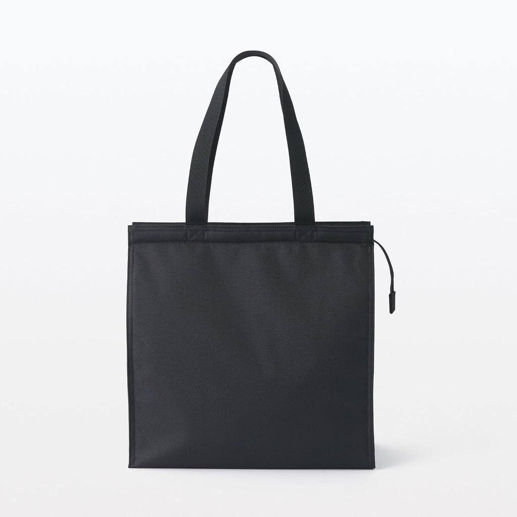 MUJI Small Polyester Shopping Bag with Ice Pack Pocket Black - Insulated, Japan