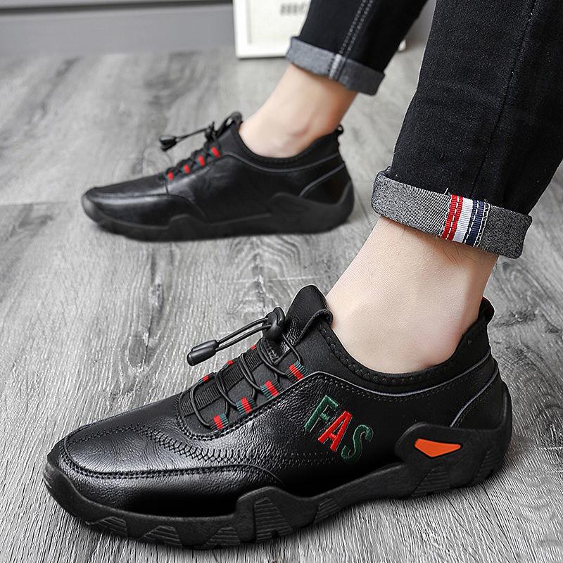 

2025 spring new casual men s shoes one-pedal leather shoes men s fashion British shoes trend sports casual shoes 44 чорний