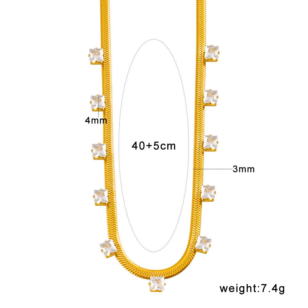 Meishi Duo 18K Gold Zircon Necklace: Titanium Steel, Non-Fading, Luxury Women s Clavicle Chain
