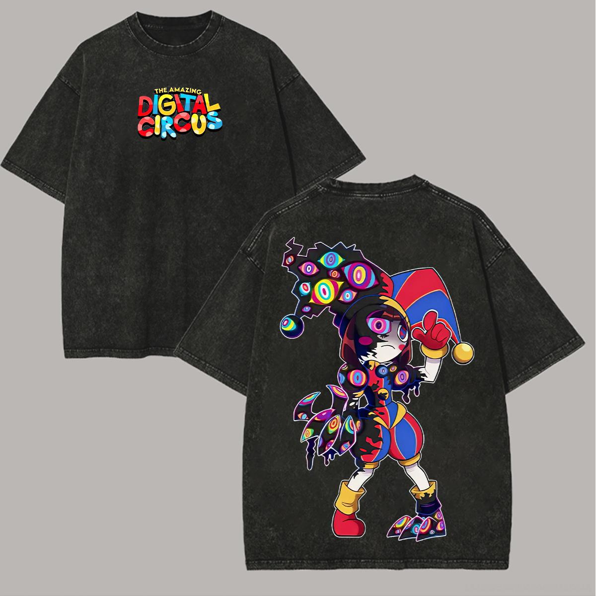 

The Amazing Digital Circus Anime Lover Washed T-shirt Year round clothing high quality personality Clothes Plus Size Unisex New Model Couples tee XXXL