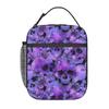 Violet Flower Skull Pattern Insulated Lunch Bag for Women Office Cooler Thermal Food Box Tote Leakproof Lunch Boxes Container