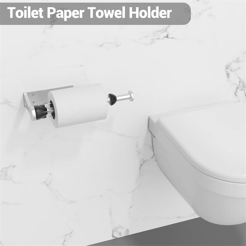 Paper Towel Holder Under Cabinet with Damping Effect, Single-Hand Operable Wall Mount Paper Towel Holder for Kitchen/Bathroom