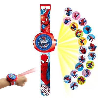 PUTCENDI Kids' Wristwatch Mini Projector Children's Electronic Watch 20 Patterns Night Light Spider-Man Cosplay Gift Red