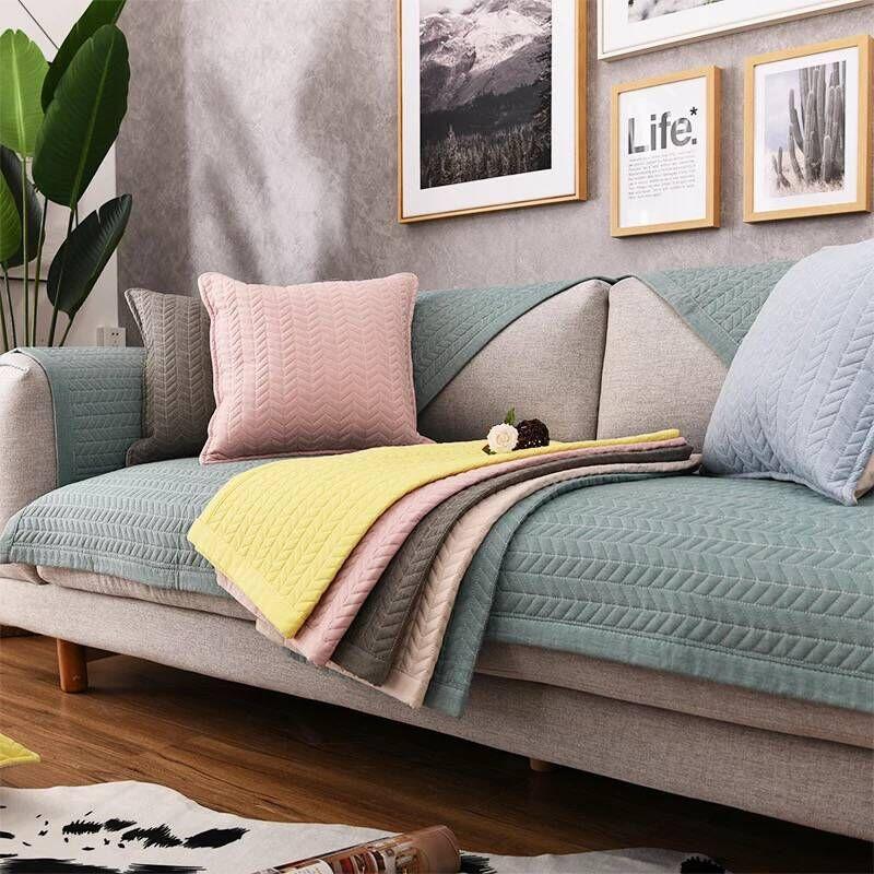 Four Seasons Universal Sofa Cushion Made of Pure Cotton Fabric, Non slip, Modern, Simple, Universal, All Cotton Sofa Cover