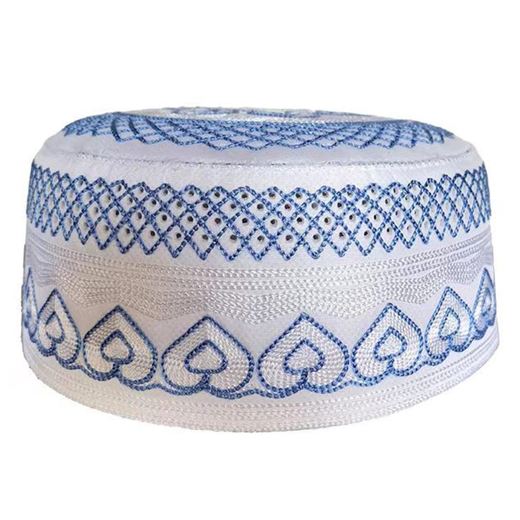 Embroidery Beanie Hat for Students Adult Muslims Foldable Casual Hat Handmade Embroidery Pray Keep Traditional Pray Hat