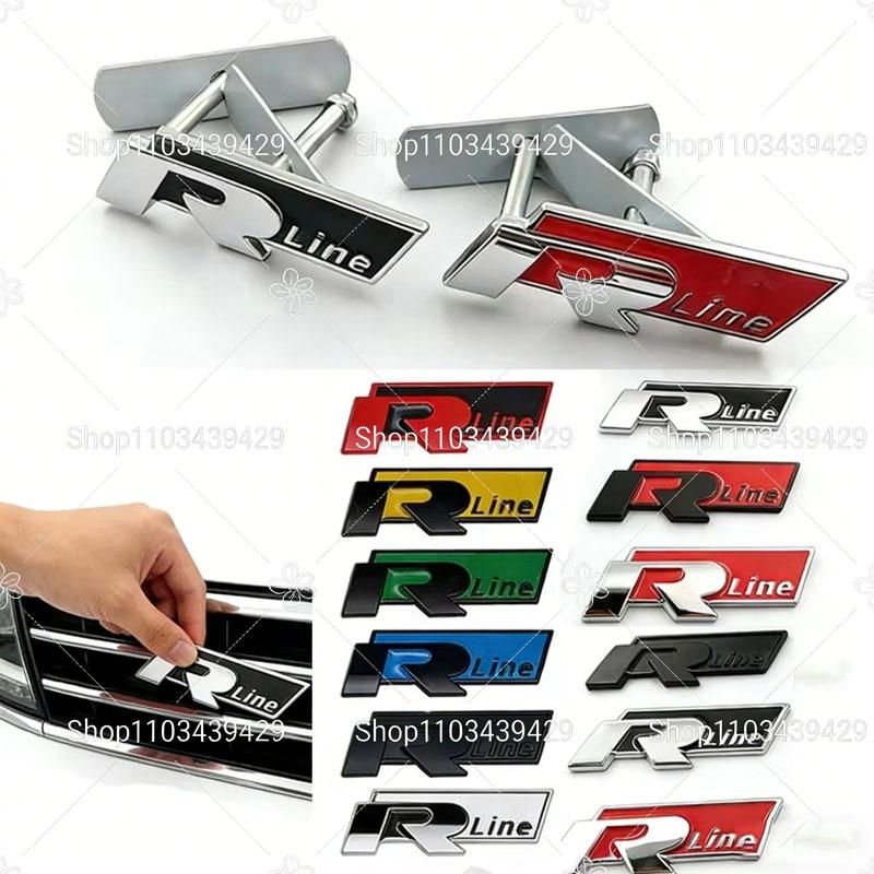 TCFJN1 Metal Rline R Badge Emblem Sticker for VW Volkswagen Golf Polo Passat Jetta Bora Beetle T-Roc Car Front Grille Side Trunk Decal