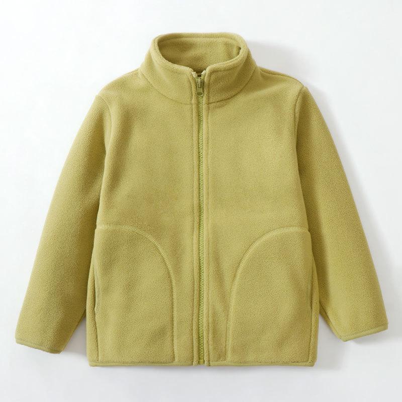 Autumn Winter Kids Outerwear Polar Fleece Jacket Zipper Thermal Coat for Boys Girls Solid Warm School Layering Cozy Tops Clothes