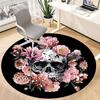 1pc Skull Flowers Office Round Area Rug, Indoor Mat Suitable For Office, Under Office Chairs Bedroom Living Room Home Decor, Room Deco