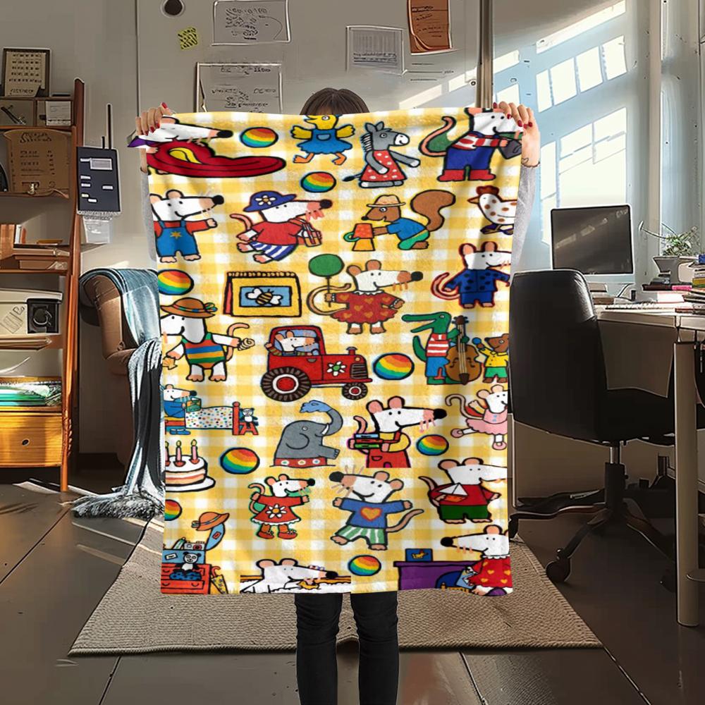 1pz Coperta in Flanella con Stampa Maisy Mouse, Alta qualità Confortevole per Tutte le Stagioni, Decorazione per la Casa, Calore e Comfort, Perfetta per Regali di Natale 81