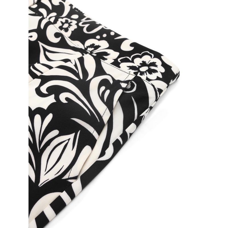 Dámské kalhoty s květinovým potiskem Letní kalhoty Kalhoty s vysokým pasem Kalhoty s rovnými nohavicemi