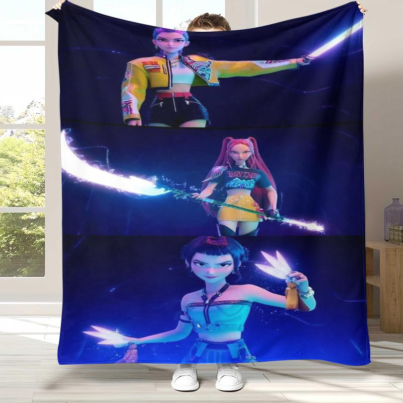 K-Pop Demon Hunters Golden Saja Boys Coperta di Flanella, Coperta in Peluche Ultra Morbida e Calda per Casa Camera da Letto Letto Divano Copertura Ufficio Picnic