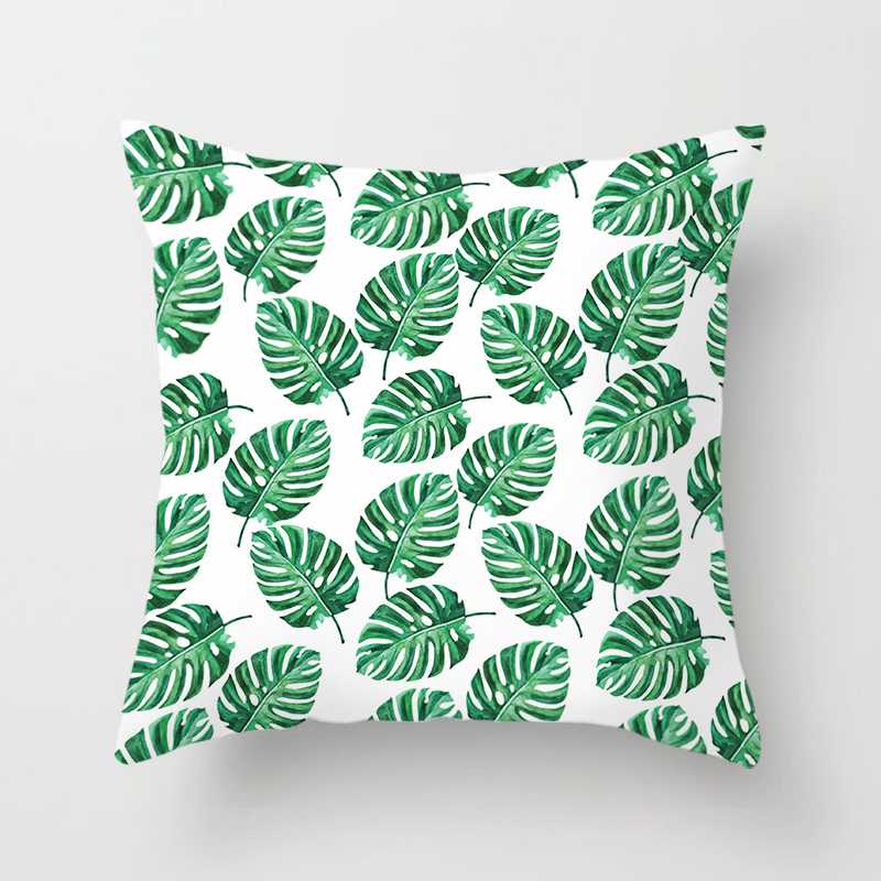 Summer Decor Pillow Cushion Cover Palm Leaf Green Home Decor Pillow Cover Tropical Plant Cactus Monstera