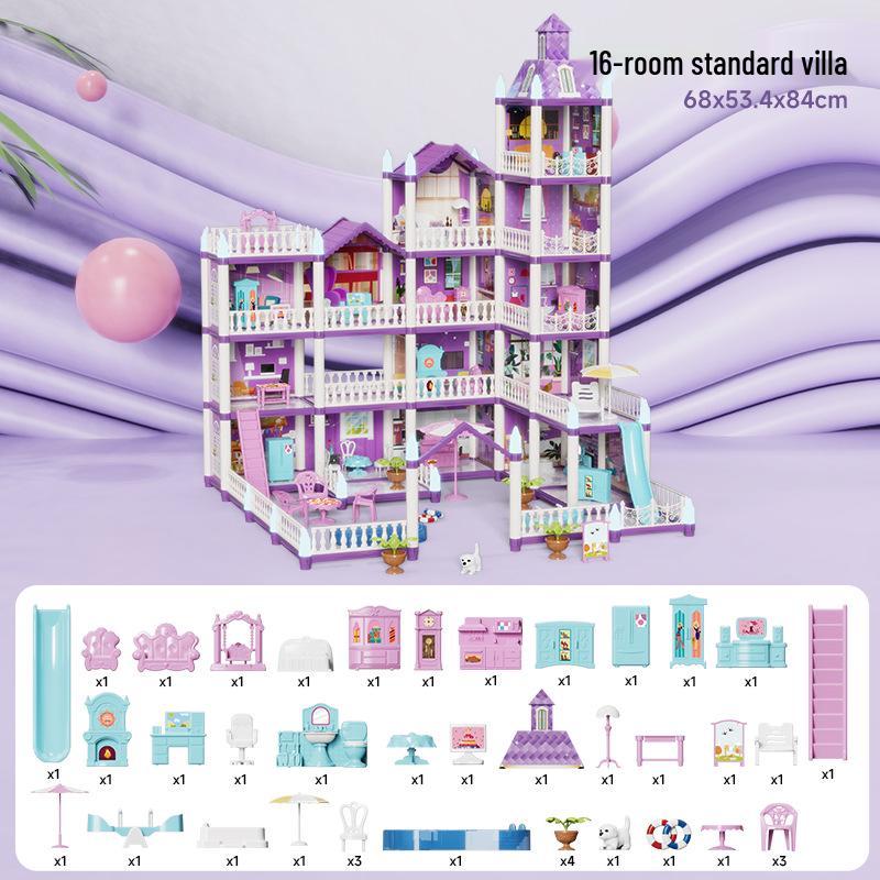 Cross-Border Princess Castle Dollhouse for Girls, Pretend Play Toy, Birthday Gift for Ages 3 and Up