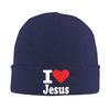 I Love Jesus Print Bonnet Hat Street Knitted Hat for Unisex Women Winter Warm Skullies Beanies Cap for Travel Outdoor Camping