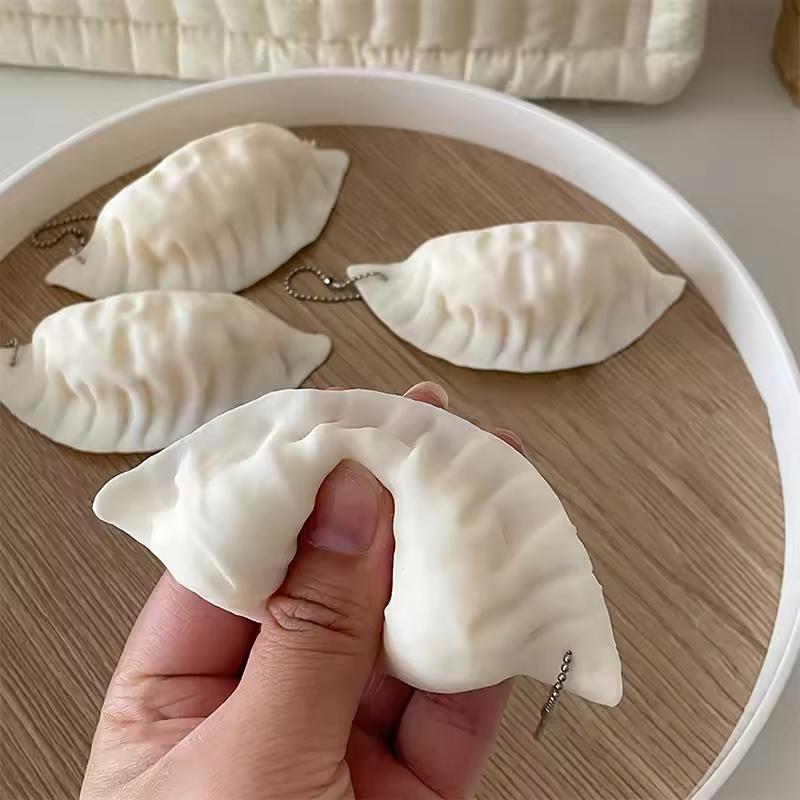 1Pc Cute Mini Dumpling Squeeze Toy Keychain Pendant Designed As a Simulation Food Decoration Perfect for Decompression Gift Presents