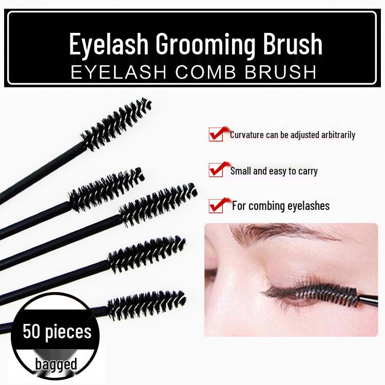 50er-Pack Spiral-Wimpern- und Augenbrauenbürsten: Schwarze Plastik-Make-up-Werkzeuge zum Graften.