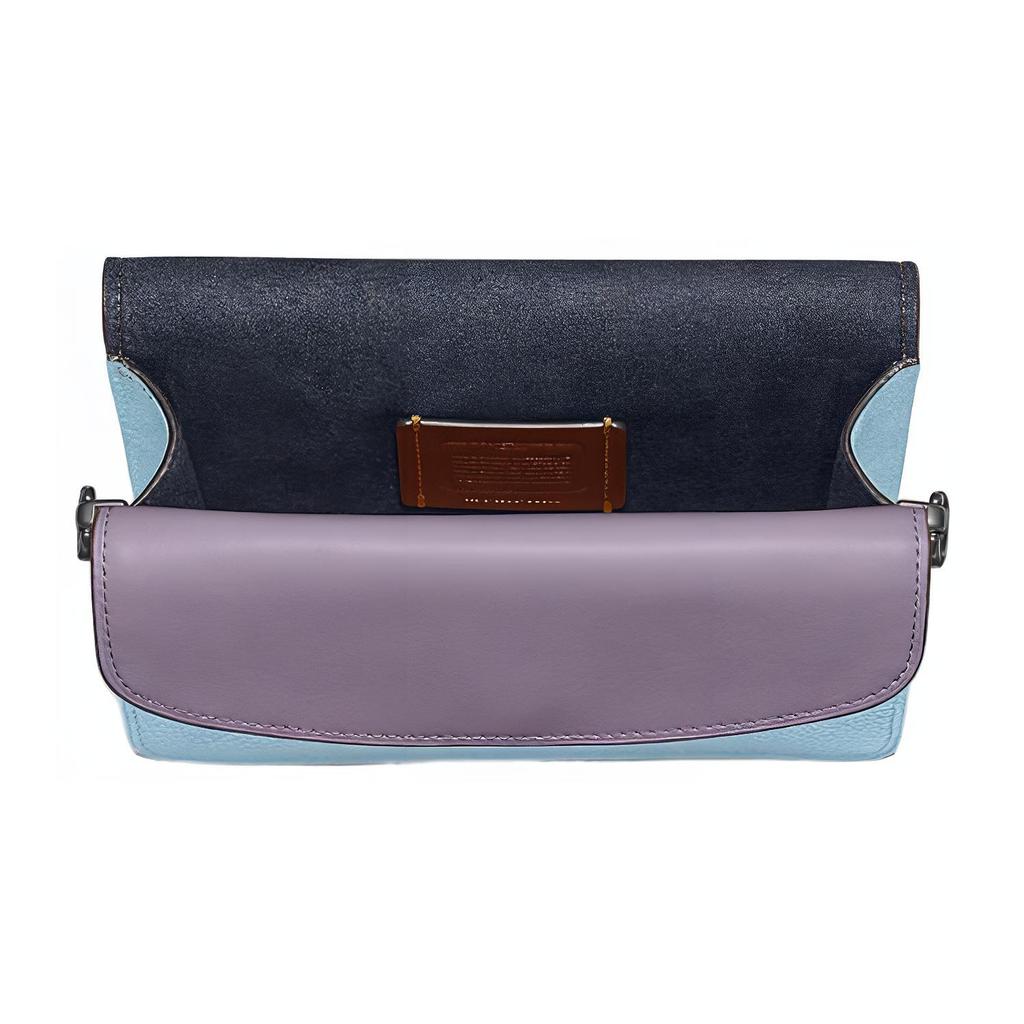New COACH Tabby Polished Pebbled Leather Shoulder Bag, Crossbody Bag Small Women's Blue 76199-V5EWK