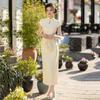 Goose yellow national style new Chinese long improved cheongsam 1011 new young women's retro banquet dress summer