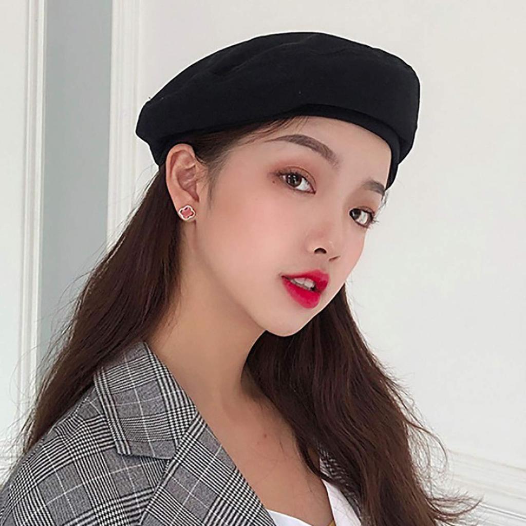 WHITE FANG Beret Hat Autumn Winter Spring Popular Hat Cap Plain Stylish Cute CA449 Women's (05 Blue)