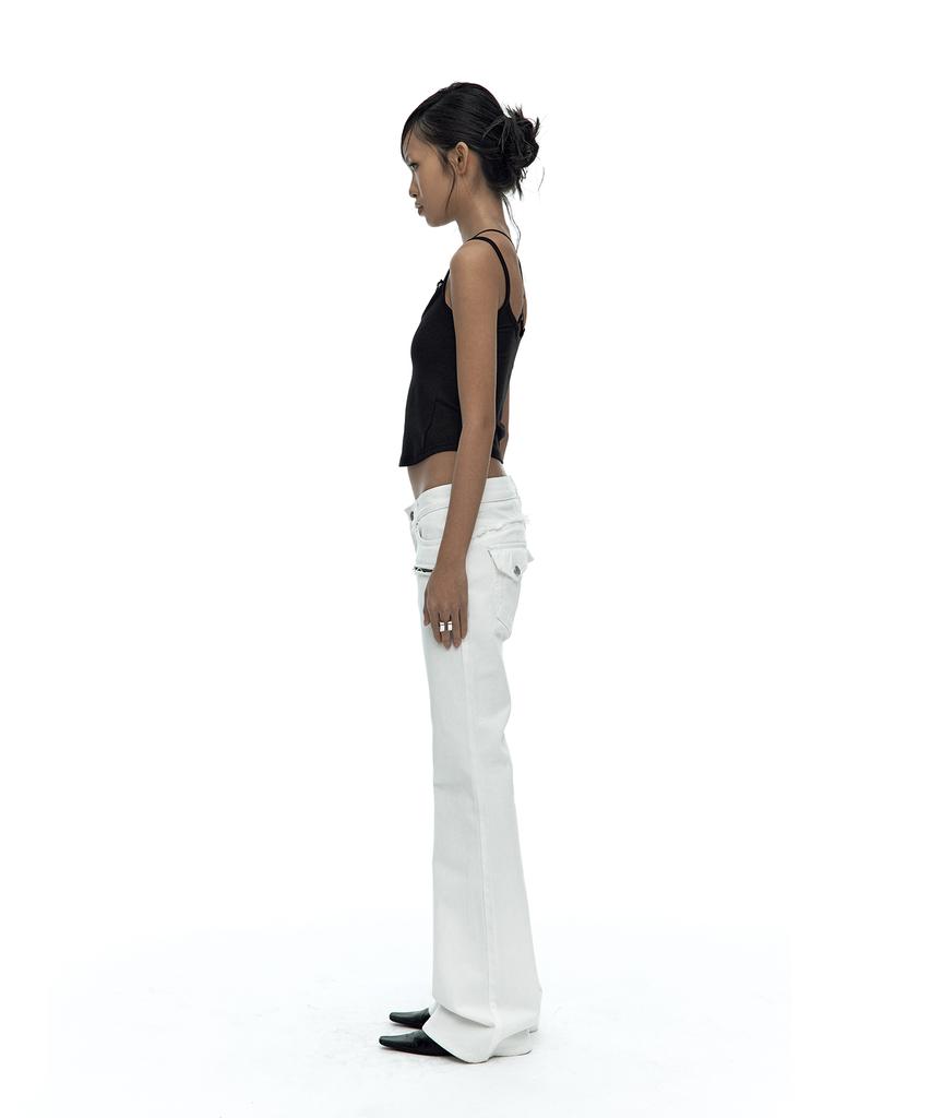 Kasiko Side Zipper Boots-Cut Jeans White