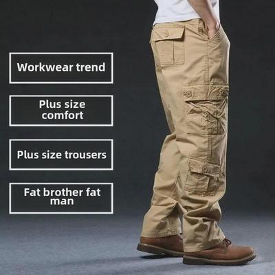 Men's Cotton Cargo Overalls - Loose Fit, Plus Size, Straight-Leg - Spring & Autumn Styles
