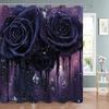 Shiny Purple Rose Flowers Shower Curtain, Bathroom Decorative Shower Curtain, Waterproof Shower Curtain with Hooks