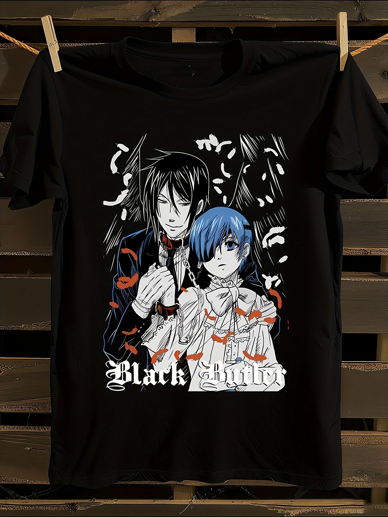 Unisex Black Butler Sebastian Kuroshitsuji Anime T-shirt XXL