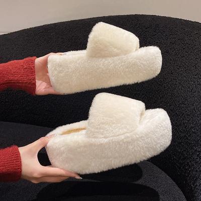 New Slippers Women Winter Faux Fur Shoes for Women Indoor Platform Warm and Comfortable Home Shoes Slippers Cotton Women