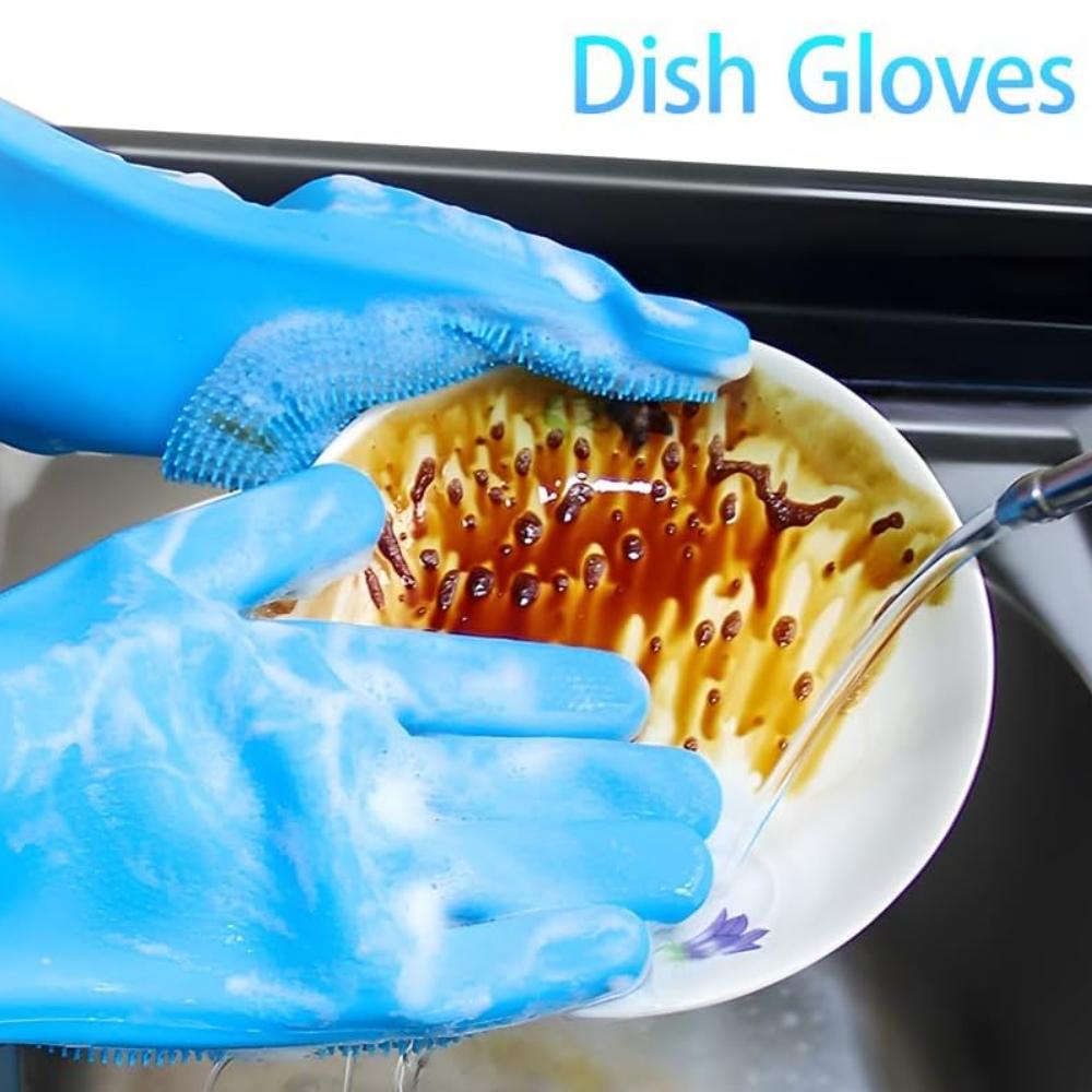 Żaroodporne rękawice silikonowe dwa w jednym z ząbkowanym wzorem o dużej gęstości, odpowiednie do kuchni, łazienek, samochodów, kotów i innych