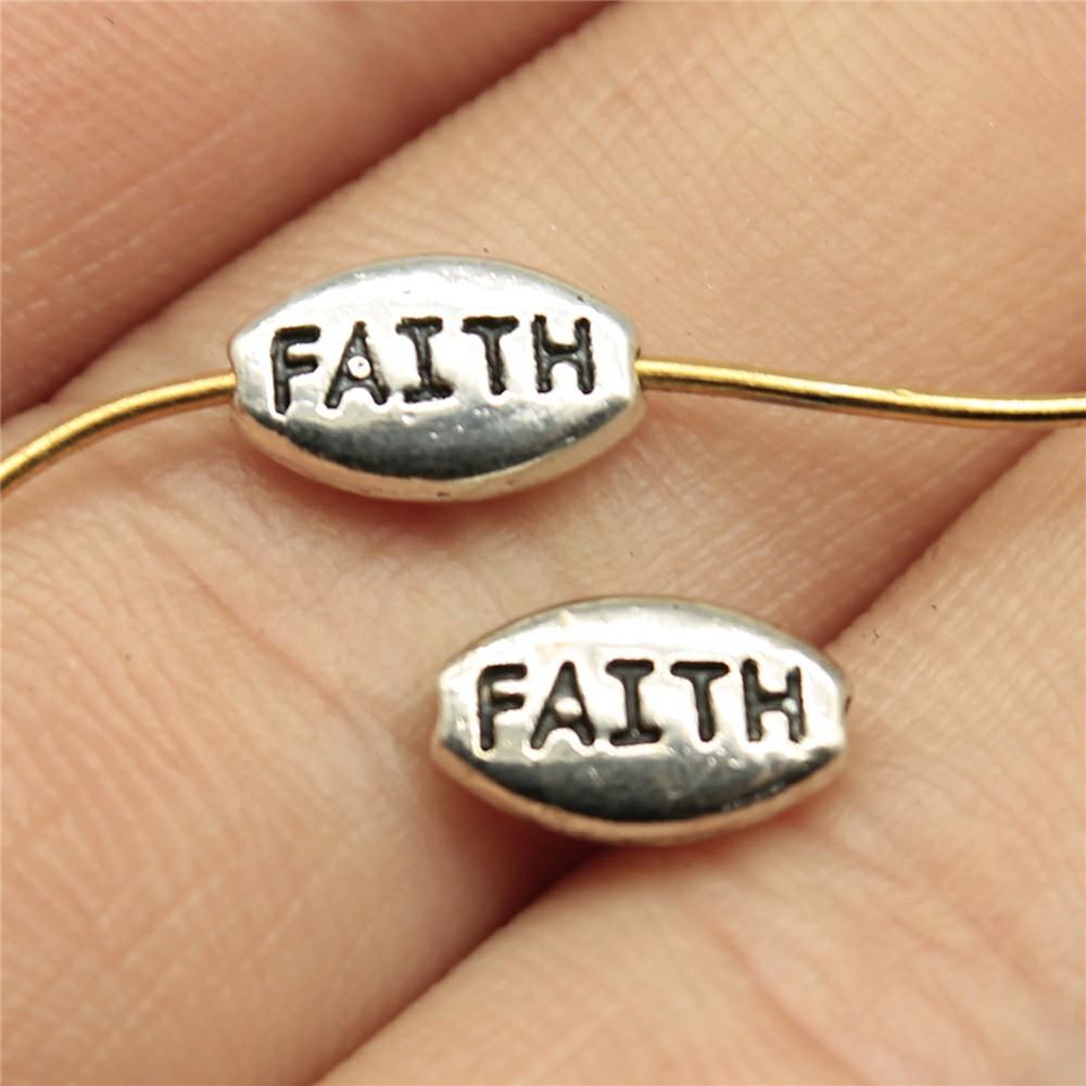 40pcs Antique Silver Color Oval Double Sided Sister Friend Hope Faith Peace Love Joy Small Hole Spacers Beads For Jewelry Making