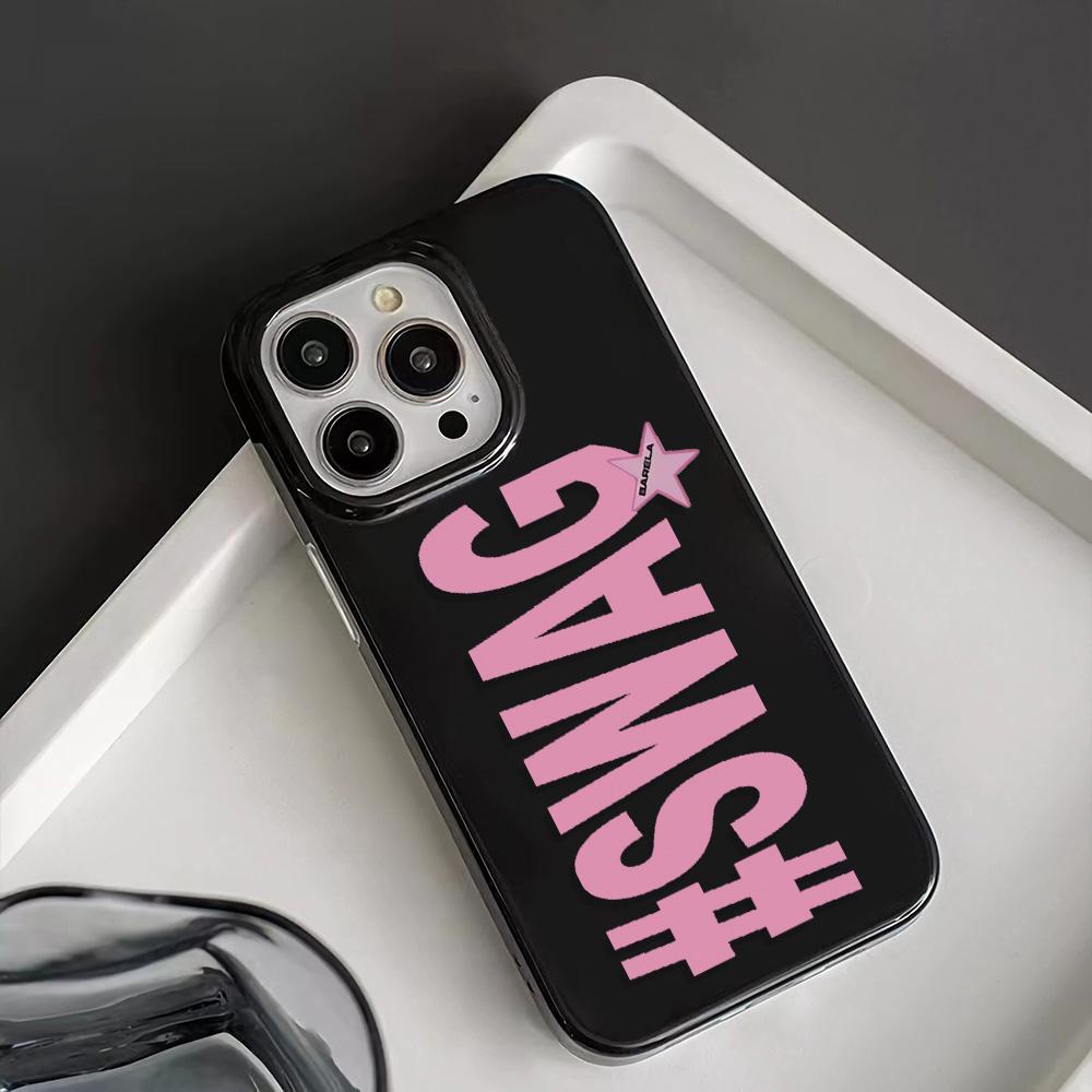 Luxury Creative SWAG Letters Phone Case for iPhone 17 16 15 14 13 12 11 Pro Max X XS XR Plus Air Glossy Film Hard PC Cover