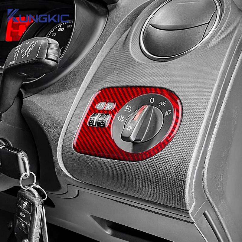 For Seat Ibiza 6j 2009 2010 2011 2012 2013 2014 Real Soft Carbon Fiber Sticker LHD RHD Car Headlight Switch Frame Interior Trim