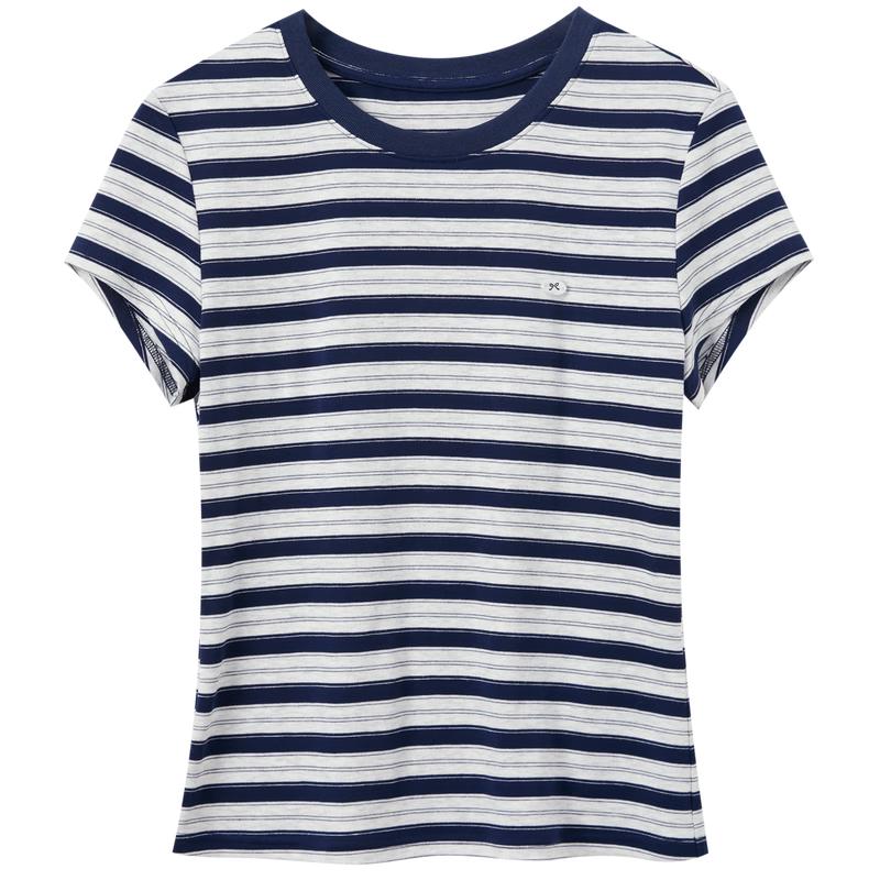 Women s Lyocell Blend Slim Fit Striped T-Shirt M