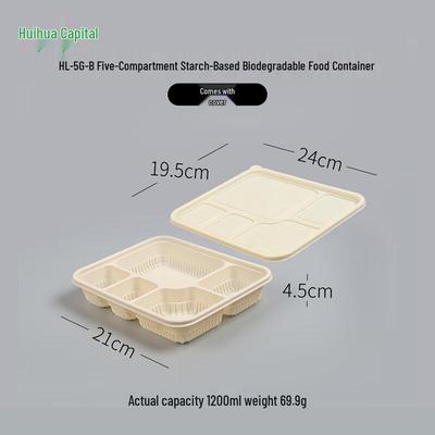 Boîtes à déjeuner biodégradables en amidon de maïs HUIHUADU (100 ensembles)