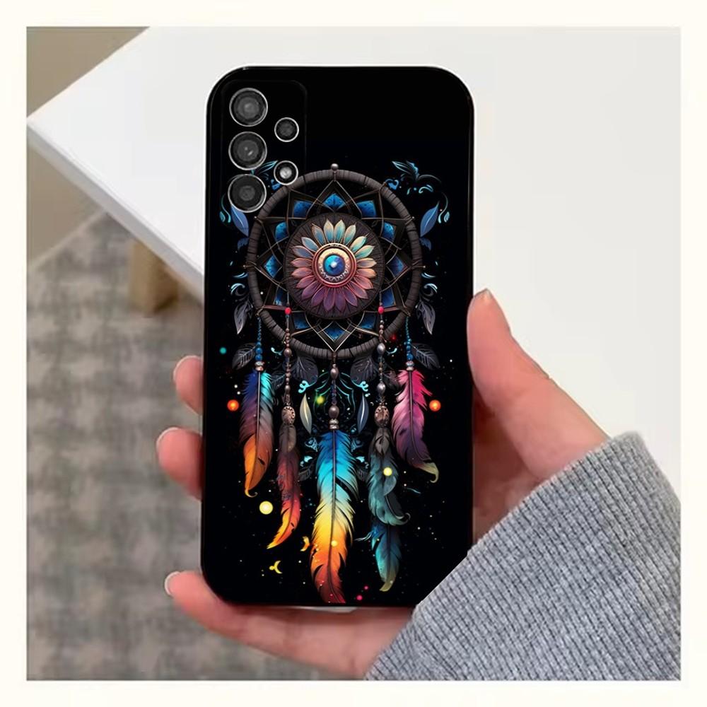 Dreamcatcher Feather Phone Case For Samsung S25,S24,S23,S22,S20,S21,S10,Ultra,Plus,Lite,FE,Soft Silicone Black Cover