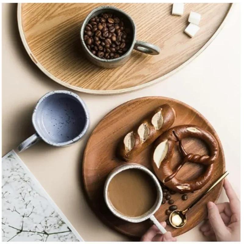 Creative Ring Handle Ceramic Mug Korean Ins Style Irregular Splash Ink Coffee Cup Office Home Breakfast Tea Cup Handgrip Mug