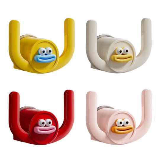 4Pcs Self-Adhesive Towel Hooks Cartoon Shape Slipper Rack Hanger Punching Free Small Item Hanging Hook